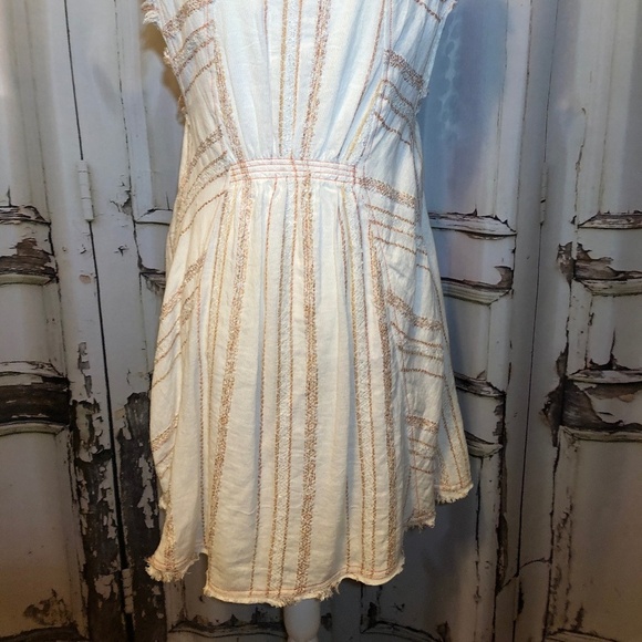 Free People V-neck High-low Fringy and Textured Mini Dress - Size S - Picture 5 of 8
